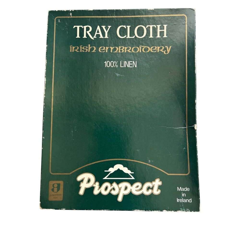 Prospect Irish Embroidered 100% Linen Tray Cloth 14"x20" Made In Ireland
